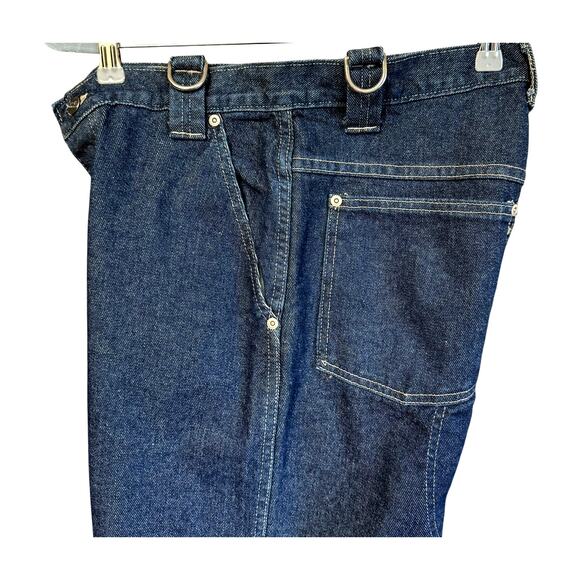 Tom of Finland Vintage Stussy Moto Denim Double Knee Dark Jeans Size 33/34 - Picture 2 of 13